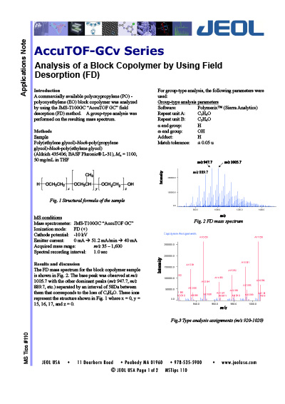 Analysis of a Block Copolymer by Using Field Desorption (FD)